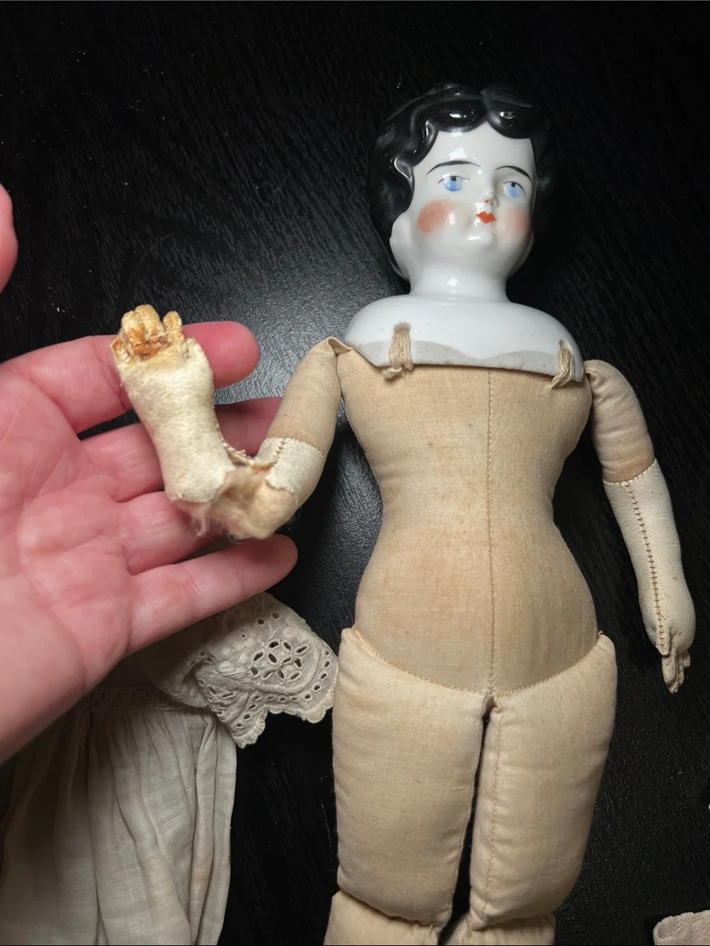 Antique Late 1800s German Handpainted China Porcelain Doll with Outfit